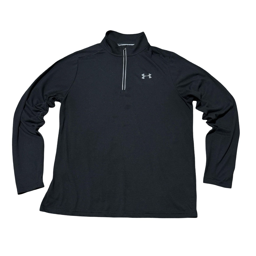 Under Armour Men's‎ 1/4 Zip Fitted Pullover Sweatshirt Black Size Large 22 x 27